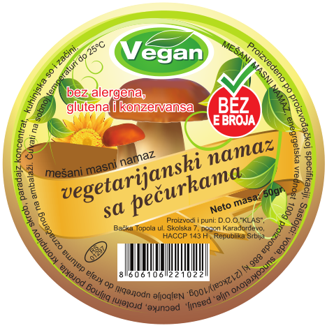 VEGETARIJANSKI NAMAZ SA PEČURKAMA 50g